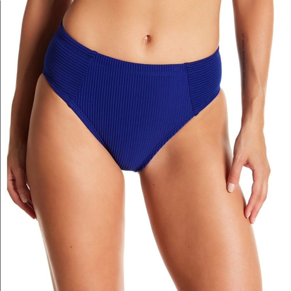 LA Blanca Becca High Waist Bikini Bottom blue 12
